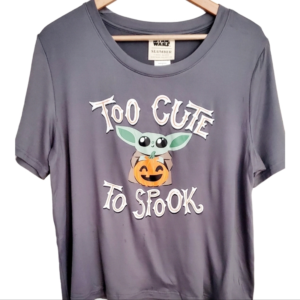 Star Wars Munki Munki Halloween Cropped Top with Yoda and Jack O Lantern Size L
